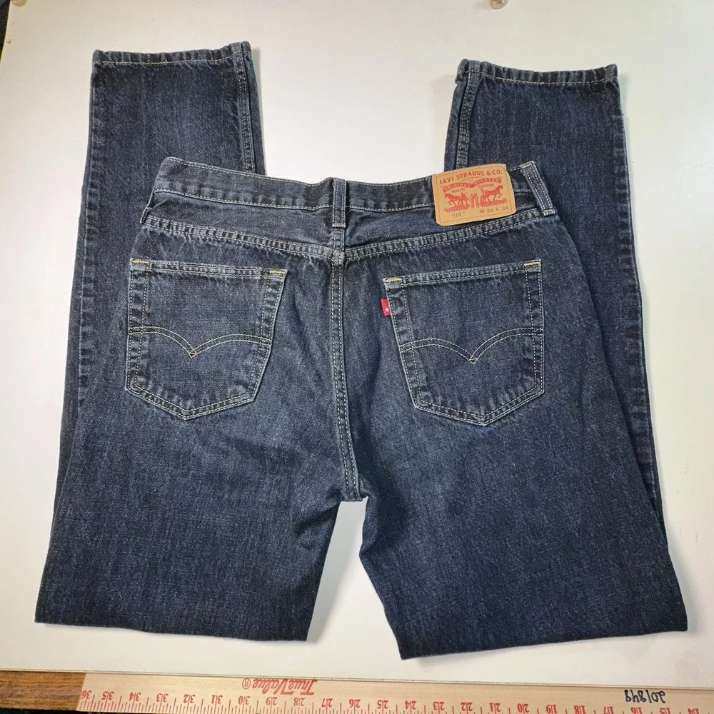 Levis 514 Jeans‎ Mens 34x34 Blue Denim Straight Leg Classic 5 Pocket R Tab Rare